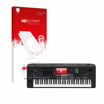 Front side of a product packaging with the brand logo upscreen. Next to it is the device Yamaha Genos shown with the correspon