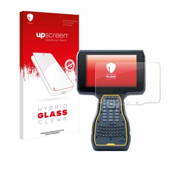 Front side of a product packaging with the brand logo upscreen. Next to it is the device Trimble TSC7 Controller shown with th