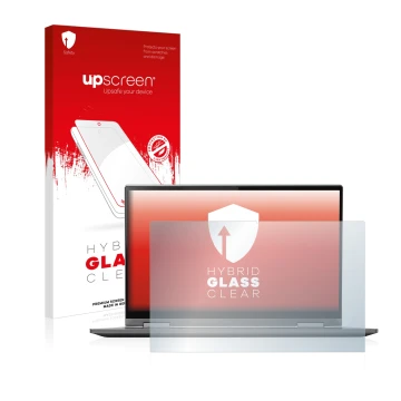 Front side of a product packaging with the brand logo upscreen. Next to it is the device Lenovo Yoga C740 14