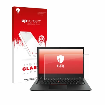 Front side of a product packaging with the brand logo upscreen. Next to it is the device Lenovo ThinkPad T490s shown with the 