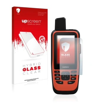 Front side of a product packaging with the brand logo upscreen. Next to it is the device Garmin GPSMAP 86i shown with the corr