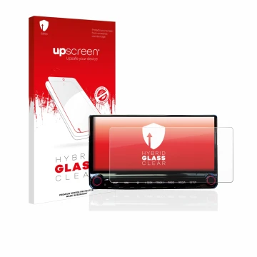 Front side of a product packaging with the brand logo upscreen. Next to it is the device Kia XCeed 2019 Infotainment System 10