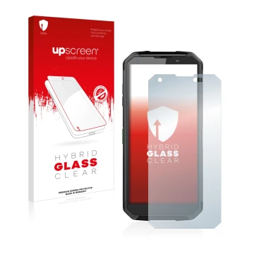 Front side of a product packaging with the brand logo upscreen. Next to it is the device Blackview BV9500 Plus shown with the 