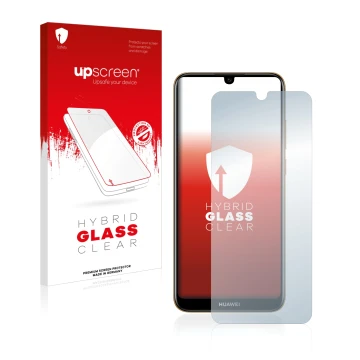 Front side of a product packaging with the brand logo upscreen. Next to it is the device Huawei Y6s 2019 shown with the corres