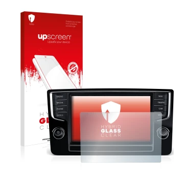 Front side of a product packaging with the brand logo upscreen. Next to it is the device Volkswagen Golf Sportsvan 2015 Discov