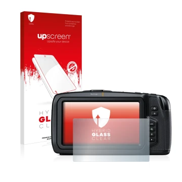 Front side of a product packaging with the brand logo upscreen. Next to it is the device Blackmagic Pocket Cinema Camera 6K sh