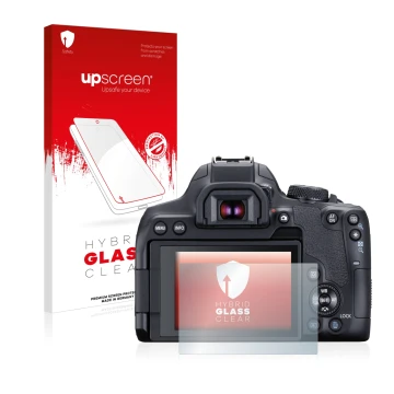 Front side of a product packaging with the brand logo upscreen. Next to it is the device Canon EOS 850D shown with the corresp