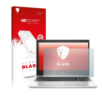 Front side of a product packaging with the brand logo upscreen. Next to it is the device HP ProBook 450 G6 shown with the corr