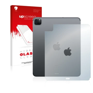 Front side of a product packaging with the brand logo upscreen. Next to it is the device Apple iPad Pro 11