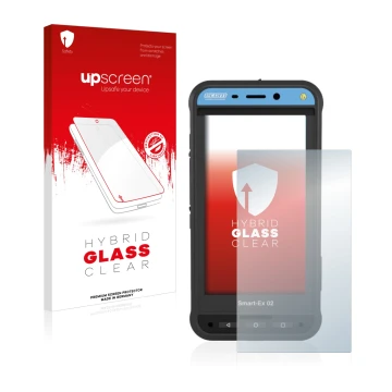 Front side of a product packaging with the brand logo upscreen. Next to it is the device Ecom Smart-Ex 02 DZ1 shown with the c