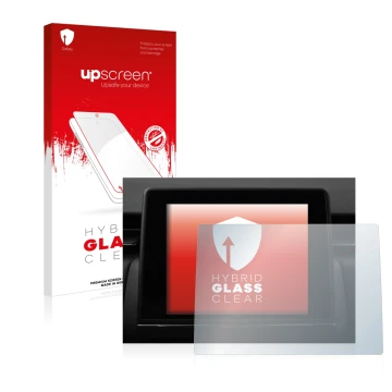 Front side of a product packaging with the brand logo upscreen. Next to it is the device Renault Clio V 2020 Easy Link 7