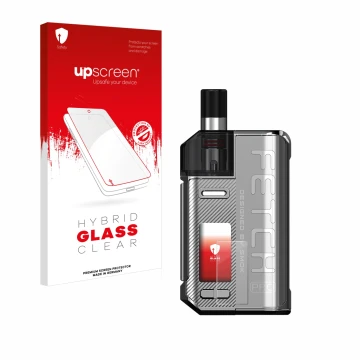 Front side of a product packaging with the brand logo upscreen. Next to it is the device Smok Fetch 80W Pro shown with the cor