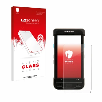 Front side of a product packaging with the brand logo upscreen. Next to it is the device Opticon H-31 shown with the correspon