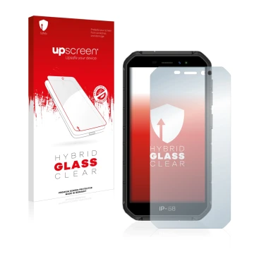Front side of a product packaging with the brand logo upscreen. Next to it is the device Ulefone Armor X7 Pro shown with the c