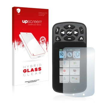 Front side of a product packaging with the brand logo upscreen. Next to it is the device Minn Kota I-Pilot Link shown with the