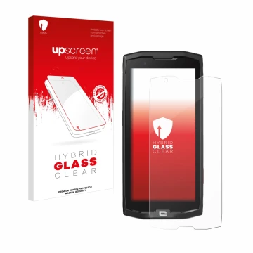 Front side of a product packaging with the brand logo upscreen. Next to it is the device Crosscall Core X4 shown with the corr