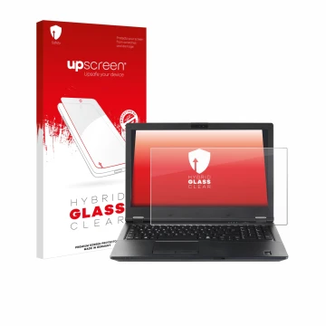 Front side of a product packaging with the brand logo upscreen. Next to it is the device Fujitsu Lifebook E5510 shown with the