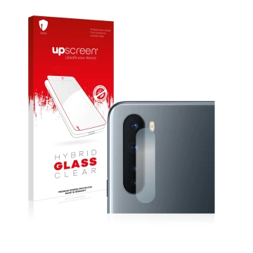 Front side of a product packaging with the brand logo upscreen. Next to it is the device OnePlus Nord (ONLY Camera Lens) shown