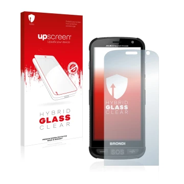 Front side of a product packaging with the brand logo upscreen. Next to it is the device Brondi Amico shown with the correspon
