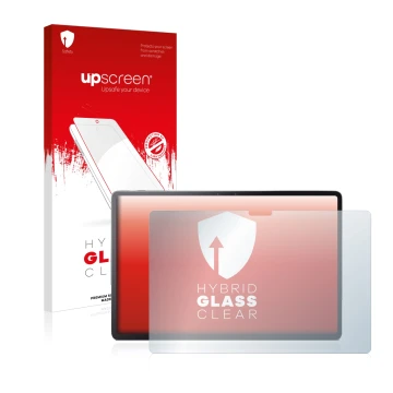 Front side of a product packaging with the brand logo upscreen. Next to it is the device Lenovo Tab P11 Pro shown with the cor