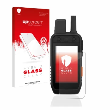 Front side of a product packaging with the brand logo upscreen. Next to it is the device Garmin Alpha 200 K shown with the cor