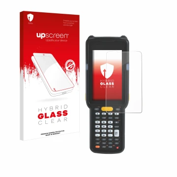 Front side of a product packaging with the brand logo upscreen. Next to it is the device Zebra MC330L shown with the correspon