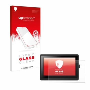 Front side of a product packaging with the brand logo upscreen. Next to it is the device Wacom Cintiq 16 shown with the corres