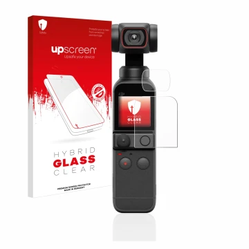 Front side of a product packaging with the brand logo upscreen. Next to it is the device DJI Osmo Pocket 2 (Display + Lens) sh