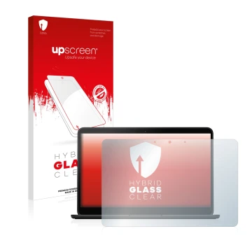 Front side of a product packaging with the brand logo upscreen. Next to it is the device Google Pixelbook Go 13.3