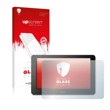 Front side of a product packaging with the brand logo upscreen. Next to it is the device Wacom One Creative Pen Display shown 