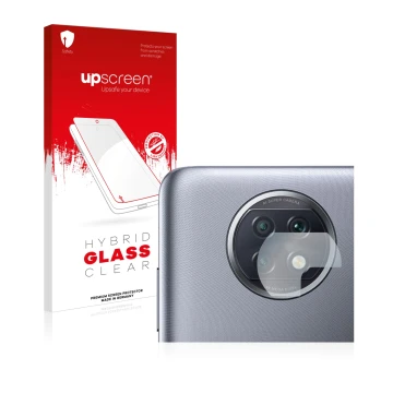 Front side of a product packaging with the brand logo upscreen. Next to it is the device Xiaomi Redmi Note 9T 5G (ONLY Camera 