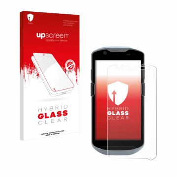 Front side of a product packaging with the brand logo upscreen. Next to it is the device Zebra TC52x shown with the correspond