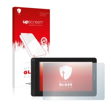 Front side of a product packaging with the brand logo upscreen. Next to it is the device Huion Kamvas 13 shown with the corres