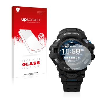 Front side of a product packaging with the brand logo upscreen. Next to it is the device Casio G-Shock GSW-H1000 shown with th