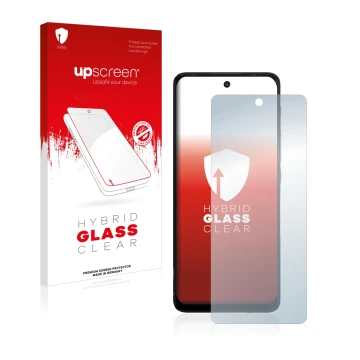 Front side of a product packaging with the brand logo upscreen. Next to it is the device Motorola Moto G60 shown with the corr