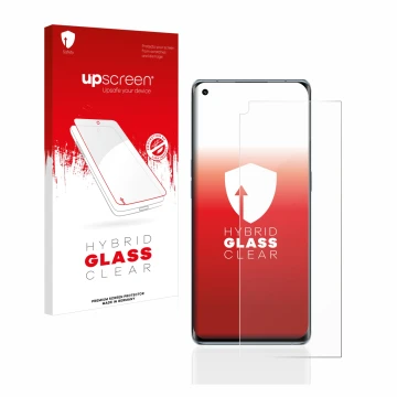 Front side of a product packaging with the brand logo upscreen. Next to it is the device Oppo Reno 6 Pro Plus 5G shown with th
