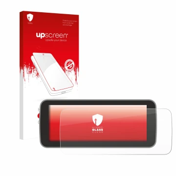 Front side of a product packaging with the brand logo upscreen. Next to it is the device Fiat 500 E Uconnect 5 10