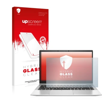 Front side of a product packaging with the brand logo upscreen. Next to it is the device HP EliteBook 840 G7 shown with the co