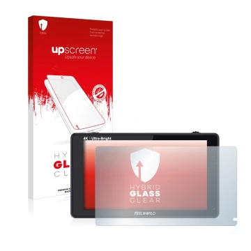 Front side of a product packaging with the brand logo upscreen. Next to it is the device Feelworld LUT6 6
