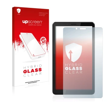 Front side of a product packaging with the brand logo upscreen. Next to it is the device Lenovo Tab M7 (3th Gen.) shown with t