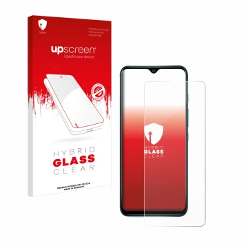 Front side of a product packaging with the brand logo upscreen. Next to it is the device Wiko Power U30 shown with the corresp