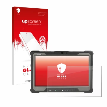 Front side of a product packaging with the brand logo upscreen. Next to it is the device Getac A140 shown with the correspondi