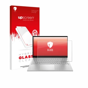 Front side of a product packaging with the brand logo upscreen. Next to it is the device HP Pavilion x360 Convertible 15-erX s