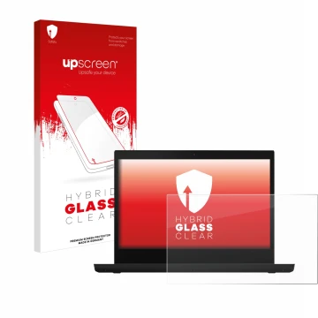 Front side of a product packaging with the brand logo upscreen. Next to it is the device Lenovo ThinkPad L14 Gen 2 shown with 