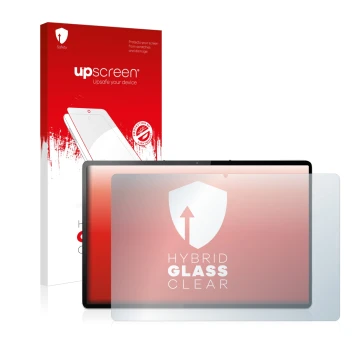 Front side of a product packaging with the brand logo upscreen. Next to it is the device Lenovo Tab P12 Pro shown with the cor