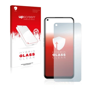 Front side of a product packaging with the brand logo upscreen. Next to it is the device realme 8i shown with the correspondin