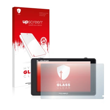 Front side of a product packaging with the brand logo upscreen. Next to it is the device Feelworld LUT6S 6