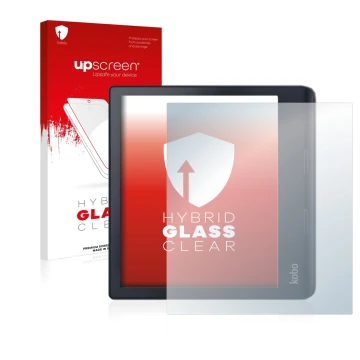 Front side of a product packaging with the brand logo upscreen. Next to it is the device Kobo Sage shown with the correspondin