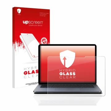 Front side of a product packaging with the brand logo upscreen. Next to it is the device Microsoft Surface Laptop Studio shown