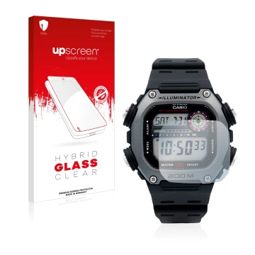 Front side of a product packaging with the brand logo upscreen. Next to it is the device Casio DW-291H shown with the correspo